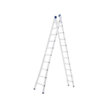 Imagem de Escada Extensível 3x1 2x10 Degraus em Alumínio Pés Antiderrapantes Sup