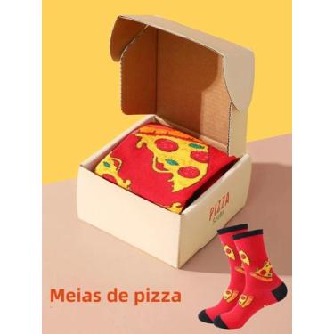 Imagem de Meias Unissex De Cano Médio Com Estampa Colorida De Pizza De Tomate, R
