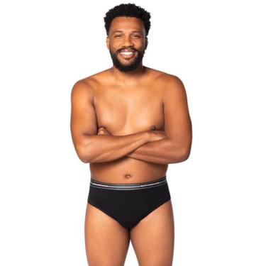 Imagem de Cueca Slip Plus Size De Algodão Masculino Lupo, XXXG, Preto