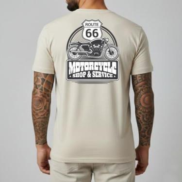 Imagem de Camiseta Masculina Moto Shop Route 66 Estampa Retro Algodão Penteado C