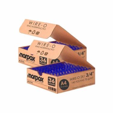 Imagem de Kit Wire-o Encadernação 2X1 A4 Azul 3/4 para 140fls 72un - Marpax