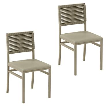 Imagem de Kit 2 Cadeiras para Sala de Jantar com Encosto em Corda Náutica Rami Viena Rami/Perola