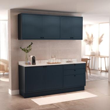 Imagem de Cozinha Compacta Modulada 6 Portas 3 Gavetas 100% Mdf sem Tampo Sevilha Azul Órion
