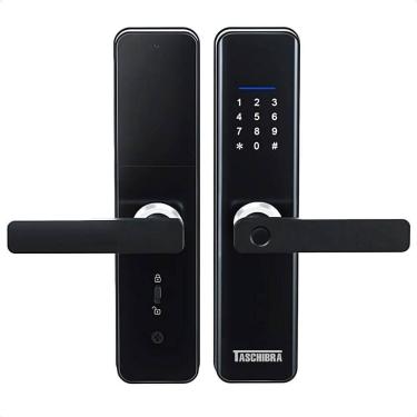 Imagem de Fechadura Digital TFEE02 de Embutir com Impressão Biométrica para Porta em Plástico Fosco Preto