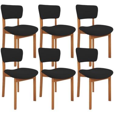 Imagem de Kit 06 Cadeiras Para Sala De Jantar Cozinha Living Estofada Dara L02 Suede Preto - Lyam Decor