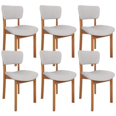 Imagem de Kit 06 Cadeiras Para Sala De Jantar Cozinha Living Estofada Dara L02 Linho Cinza - Lyam Decor