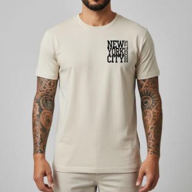 Imagem de Camiseta Masculina Algodão Slim Fit Camisa Casual Streetwear Minimalis