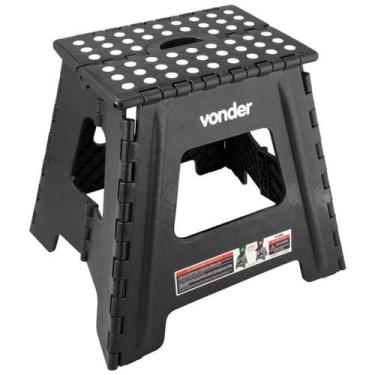 Imagem de Banqueta De Plástica Dobrável 360mm Preta Vonder