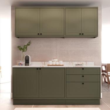 Imagem de Cozinha Compacta Modulada 6 Portas 3 Gavetas 100% Mdf sem Tampo Sevilha Verde Hill