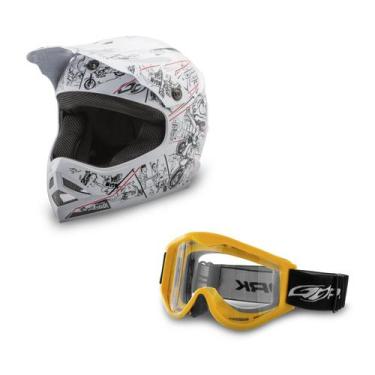 Imagem de Capacete Motocross Infantil Pro Tork Cartoon Racing + Óculos Pro Tork 