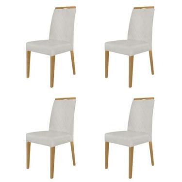 Imagem de Kit 4 Cadeiras de Jantar Estofadas Madeira Maciça Multimóveis CR15020,