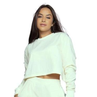 Imagem de Cropped Manga Longa Bella Fiore Blusa Moletinho Roupa Inverno Blogueiro Moda Casual-Fem...