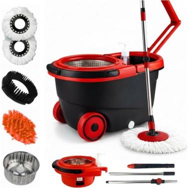 Imagem de Mop Giratório 3 em 1 Cesto Inox 16L para Limpeza Lava e Seca Plástico Cabo Telescópico...