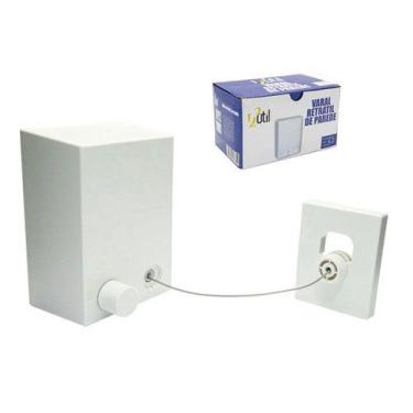 Imagem de Varal de Parede Retrátil ate 4,2m Corda de Inox - 123 Util