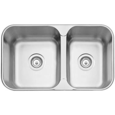 Imagem de Cuba Dupla Tramontina Isis 2C 34-28 BS Perfecta Inox Acetinado 69x40 c