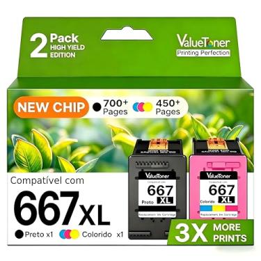 Imagem de Valuetoner Cartucho de Tinta Compatível para HP 667 667XL Para DeskJet 2376