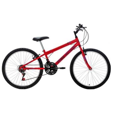 Imagem de Bicicleta Eden Mountain Bike Aro 24 Quadro Aço 18 Marchas V-Brake Vermelho Coke Free Ac...