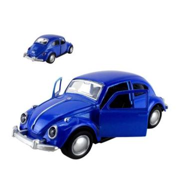 Imagem de Brinquedo Miniatura Fusca Carrinho Fricção Abre Porta Azul - Import