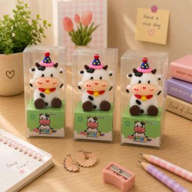 Imagem de Kit 3 Apontador Escolar Bichinhos 5cm Kawaii Lembrancinha Festa Infant