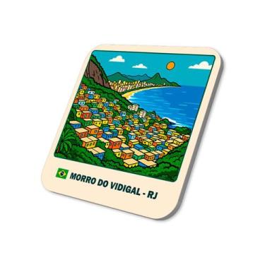 Imagem de Imã de Geladeira Souvenir Turismo Morro do Vidigal RJ 5x5cm - M-Planne