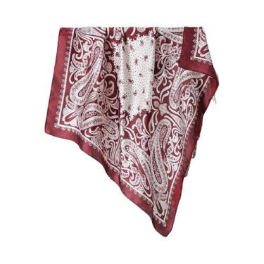 Imagem de Lenço De Seda Satinado Feminino De 70cm Com Estampa De Flor De Caju, A