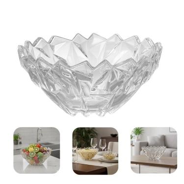 Imagem de Centro de Mesa Rocks Fruteira de Vidro Resistente para Servir e Decorar Transparente em Casa Tem 22CM 2,6L