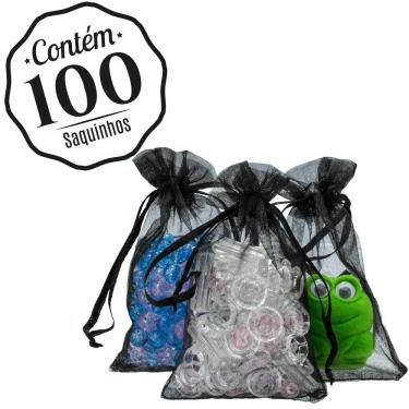 Imagem de 100 Saquinhos de Organza Atacado 7 x 11 Preto