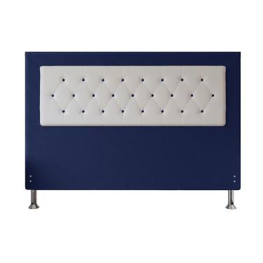 Imagem de Cabeceira Casal 1,95m Havana Suede Azul Dal Poz Estofados