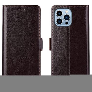 Imagem de GSYH Capa carteira para iPhone 13 Mini/13/13 Pro/13 Pro Max, capa de couro PU com slot para cartão de crédito à prova de choque TPU visualização de suporte, capa flip magnética, marrom, 13 15,1 cm