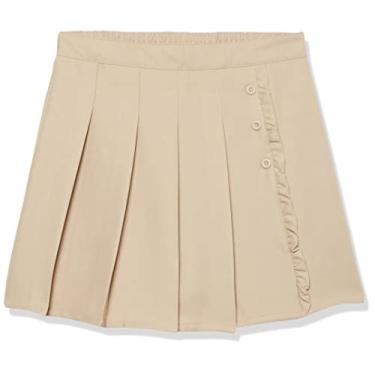 Imagem de Nautica Saia de scooter plissada para meninas com shorts, cintura de malha, Folhos cáqui, 6