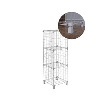 Imagem de Estante de Livros Prateleira Organizadora de Aço 3 Nichos Vertical para Quarto Banheiro Multiuso Branco