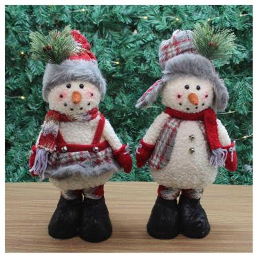 Imagem de Dupla Enfeite Boneco De Neve Natal Em Tecido 38cm