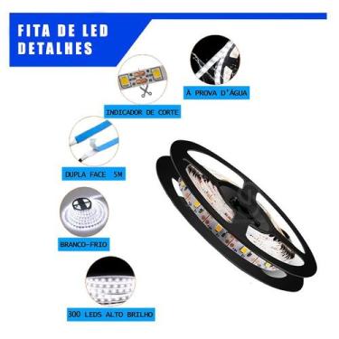 Imagem de 1 Rolo Fita Led Branco Frio 5M 5050 P/ Piscina Parede Sanca - It-Blue