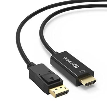 Imagem de Display Port (DP) para cabo HDMI de 6 pés, DisplayPort para adaptador de cabo HDMI de 1,8 m macho para macho conversor para PCs para HDTV, monitor, projetor com porta HDMI...