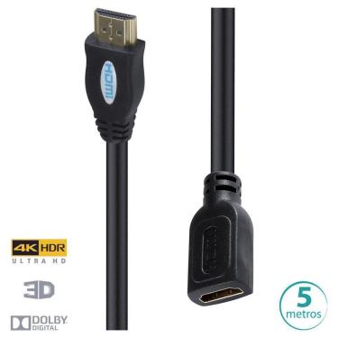 Imagem de Cabo Extensor Hdmi 2.0 4K Ultra Hd 3D Conexão Ethernet 5 Met