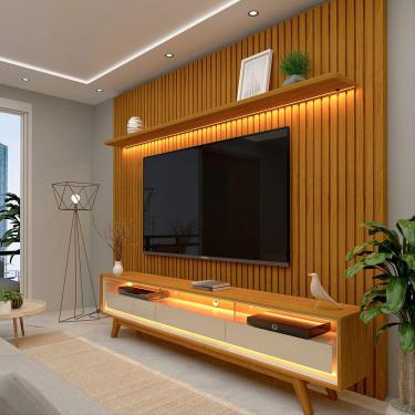 Imagem de Painel e Rack Ripado com LED Nobre 230 Naturale Off White - Gelius	