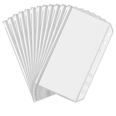 Imagem de Antner 12 bolsos tamanho A6 fichário, 6 furos, envelopes de dinheiro para orçamento, pastas com zíper transparente, sacos de folhas soltas para fichário de orçamento de 6 anéis A6, sacos de arquivo de