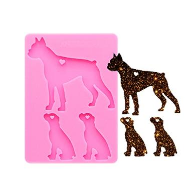 Imagem de Angel Wings Molde de família de cães brilhante brilhante para pai/mãe/bebê moldes de silicone faça você mesmo resina epóxi chaveiros molde personalizado chaveiro moldes de argila polímero colar joias pingente molde de artesanato epóxi