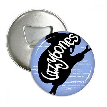 Imagem de Emblema multifuncional com desenho de bicho-preguiça preto e ímã de geladeira