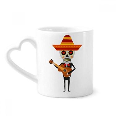 Imagem de Chapéu Crânio Guitarra Ilustração Feliz Caneca Café Cerâmica Copo Coração Vidro