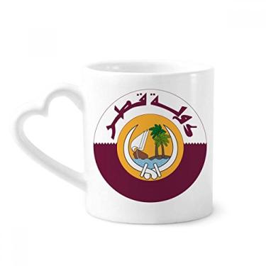 Imagem de Caneca com emblema nacional da Ásia do Qatar caneca de café cerâmica copo de coração de vidro