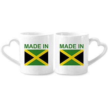Imagem de Feito na Jamaica Country Love Conjunto de canecas de porcelana de cerâmica para amantes de coração
