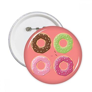 Imagem de Conjunto de quatro rosquinhas padrão de sobremesa alfinetes redondos emblema botão decoração acessório 5 peças