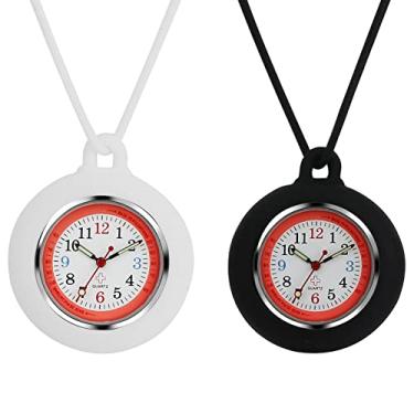 Imagem de Lancardo Relógio de enfermeira para homens e mulheres com escala de pulsômetro, bolso de lapela, relógio de enfermeiras, relógio de bolso com capa de silicone, colar de cordão de silicone,