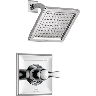 Imagem de Kit de acabamento de chuveiro Delta Faucet Dryden Série 14 com chuveiro de jato único, cromado T14251 (válvula não incluída), 17,78 x 17,78 x 17,78 cm