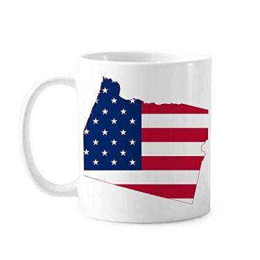 Imagem de Oregon USA Mapa Estrelas Listras Bandeira Caneca Cerâmica Café Porcelana Caneca