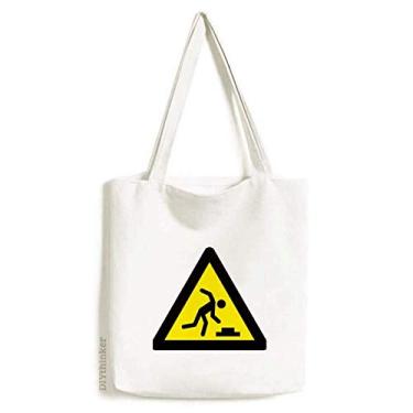 Imagem de Símbolo de aviso amarelo preto triângulo tropete, bolsa de compras, bolsa casual
