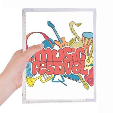 Imagem de Caderno com estampa de guitarra, musical, instrumentos, folhas soltas, diário recarregável, artigos de papelaria