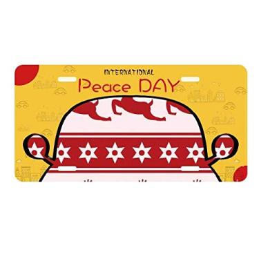 Imagem de DIYthinker Placa de licença de Natal com estrela de alce vermelha para decoração de carro Dia da Paz