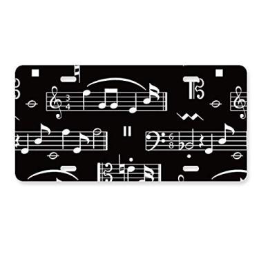 Imagem de DIYthinker Barra de notas de música branca preta placa de licença etiqueta de aço inoxidável para automóvel